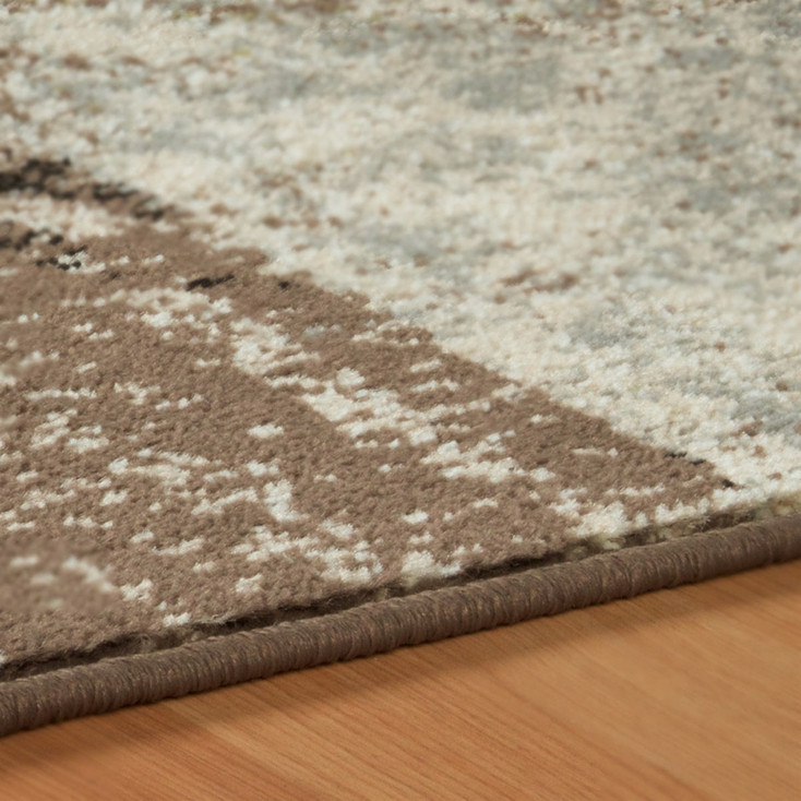 5' x 8' Ivory Light Blue Abstract Stain Resistant Area Rug