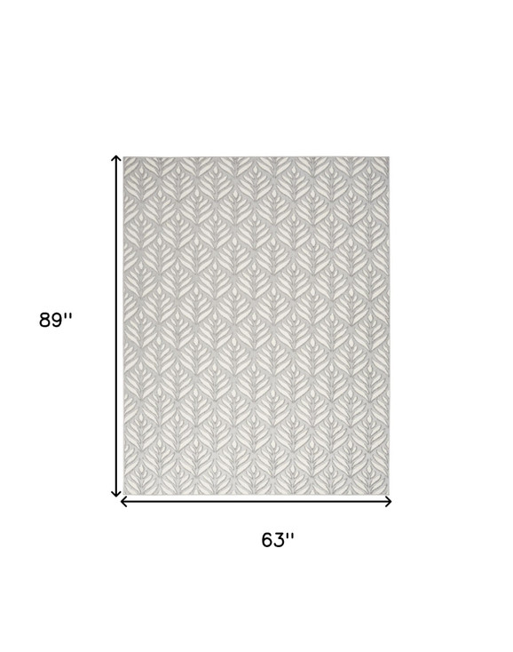 5' x 8' Grey Floral Stain Resistant Non Skid Area Rug