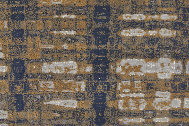 5' x 8' Blue Orange and Gray Abstract Power Loom Area Rug