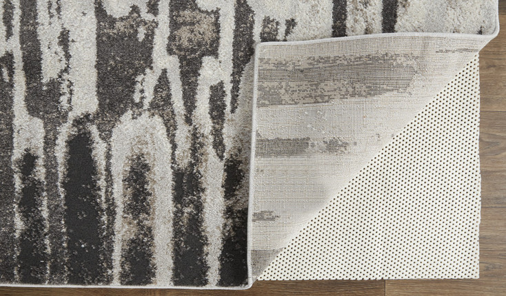 5' x 8' Ivory Brown and Gray Abstract Power Loom Stain Resistant Area Rug
