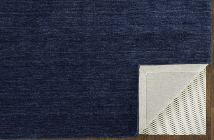 5' x 8' Blue Wool Hand Woven Stain Resistant Area Rug