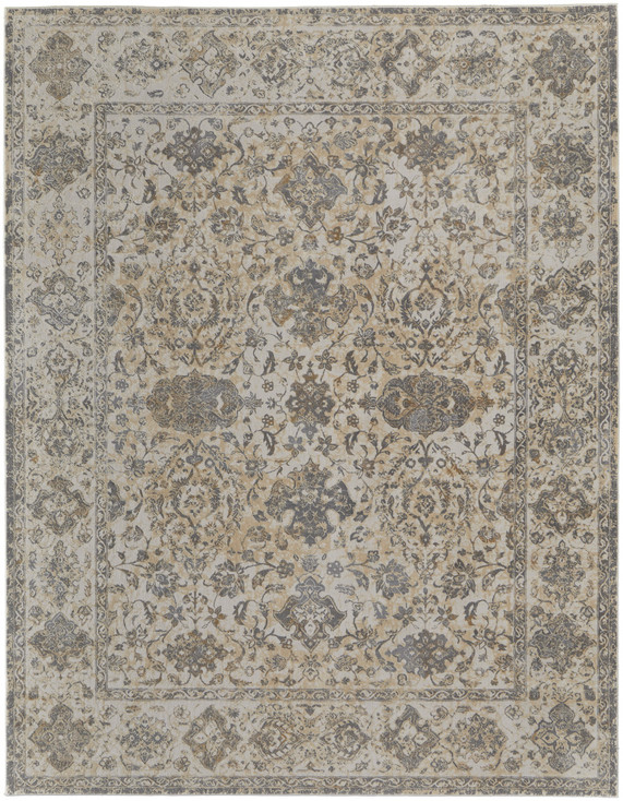 5' x 8' Ivory Tan and Gray Power Loom Area Rug