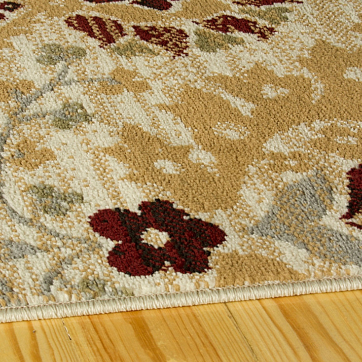 5' x 8' Camel Gray and Rust Floral Stain Resistant Area Rug