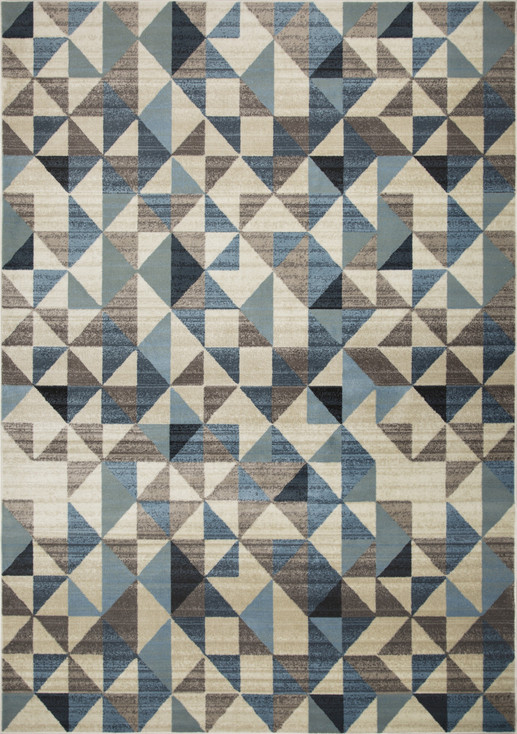 5' x 8' Blue Geometric Dhurrie Area Rug