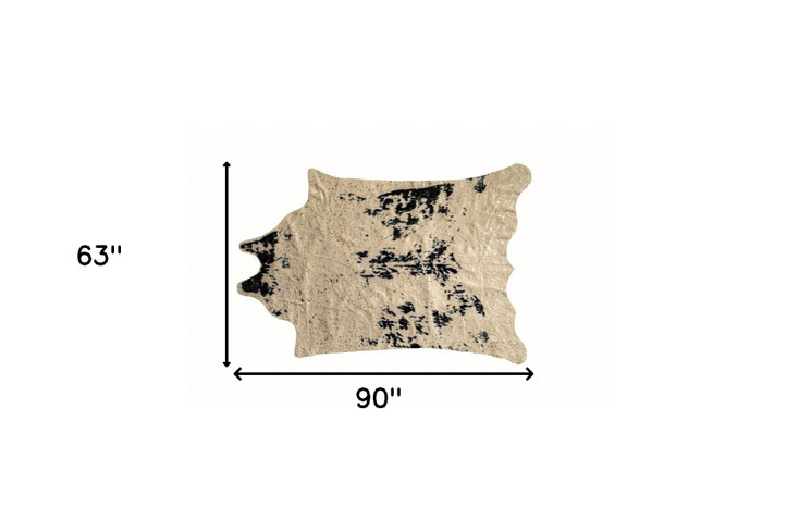 5' x 8' Off White Black and Gold Faux Cowhide Washable Area Rug