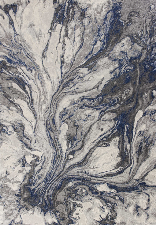 5' x 8' Grey Machine Woven Abstract Watercolor Polypropylene Area Rug