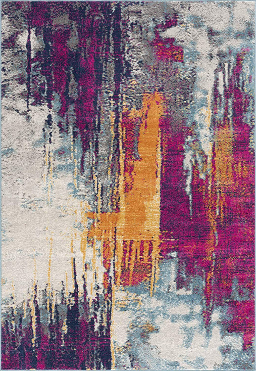 5' x 8' Magenta Abstract Dhurrie Area Rug