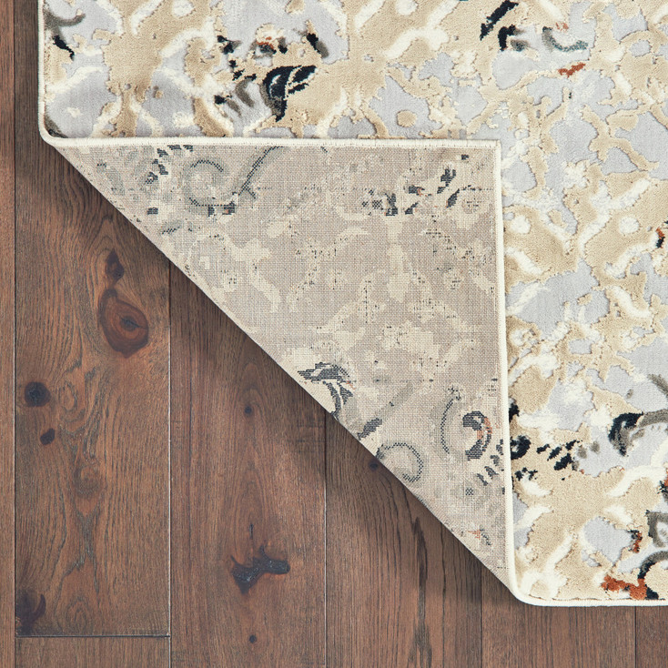 5' x 8' Grey & Gold Abstract Power Loom Stain Resistant Area Rug