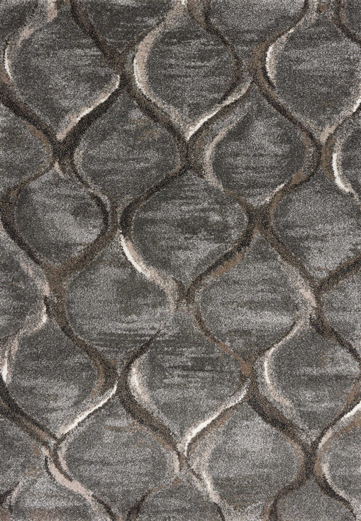 5' x 8' Charcoal Grey Machine Woven Ogee Indoor Area Rug