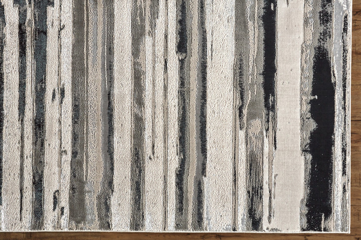 5' x 8' Silver Gray and Black Abstract Stain Resistant Area Rug