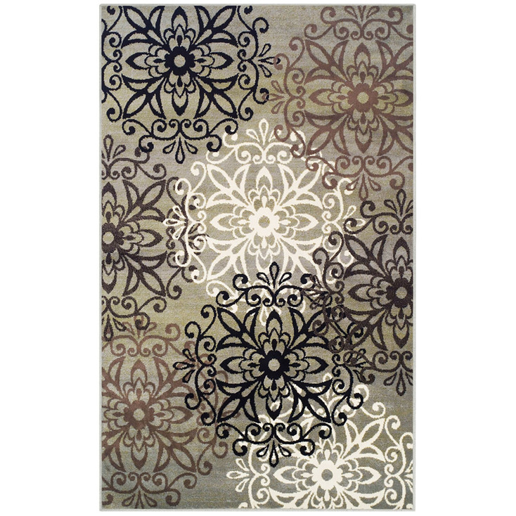 5' x 8' Blue and Gray Medallion Power Loom Stain Resistant Area Rug