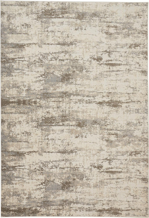 5' x 8' Ivory and Brown Abstract Area Rug