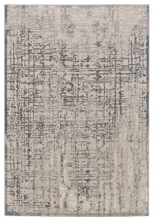 5' x 8' Gray and Ivory Abstract Stain Resistant Rectangle Area Rug