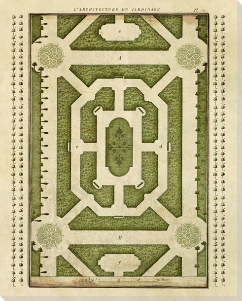 Plan L'Architecture du Jardinage 3 Wrapped Canvas Giclee Art Print
