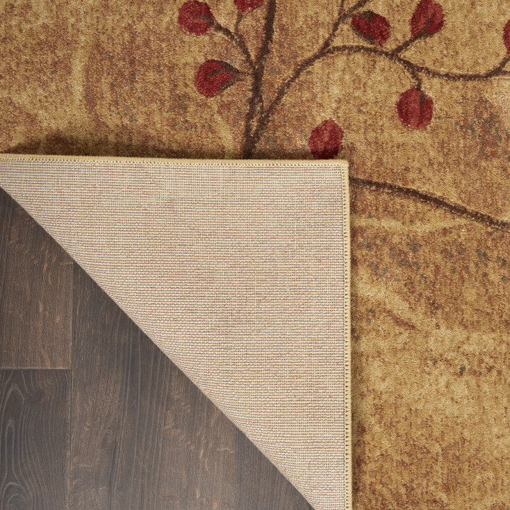 5' x 8' Brown Floral Power Loom Polyester Area Rug