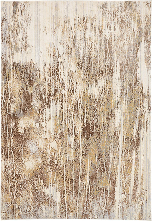 5' x 8' Tan Ivory and Brown Abstract Area Rug