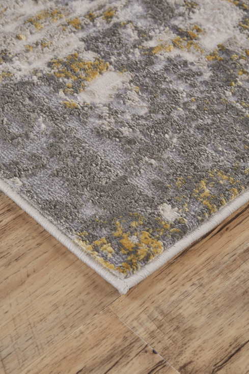 5' x 8' Gray and Gold Abstract Stain Resistant Area Rug