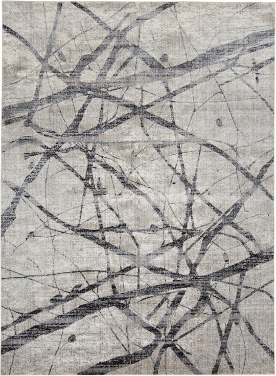 5' x 8' Taupe Gray and Ivory Abstract Stain Resistant Area Rug