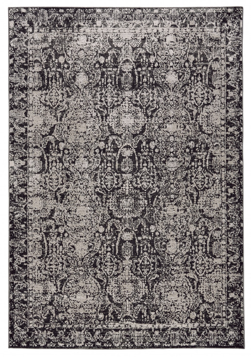 5' x 8' Gray & Ivory Abstract Stain Resistant Area Rug