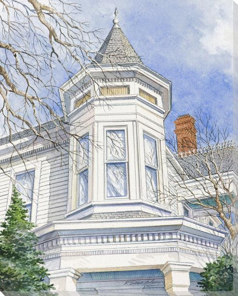 Top Front View House Structure Wrapped Canvas Giclee Print Wall Art