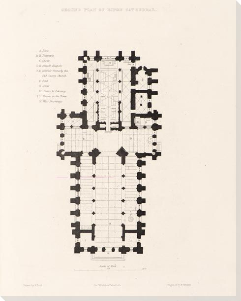 Ground Plan of Ripon Cathedral Wrapped Canvas Giclee Print Wall Art