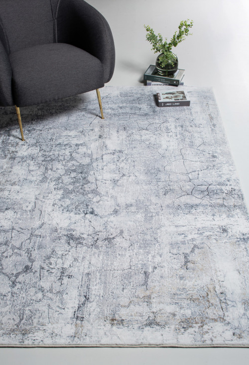 6' x 9' Gray Abstract Dhurrie Polyester Area Rug