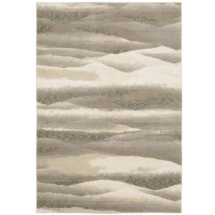 6' x 9' Grey Blue and Teal Abstract Power Loom Stain Resistant Area Rug