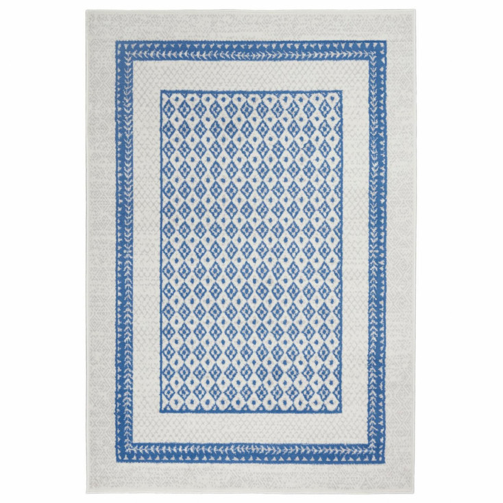 6' x 9' Navy Blue Geometric Dhurrie Polypropylene Area Rug