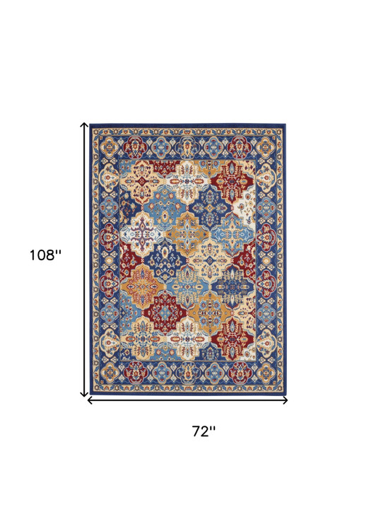 6' x 9' Red Damask Power Loom Area Rug