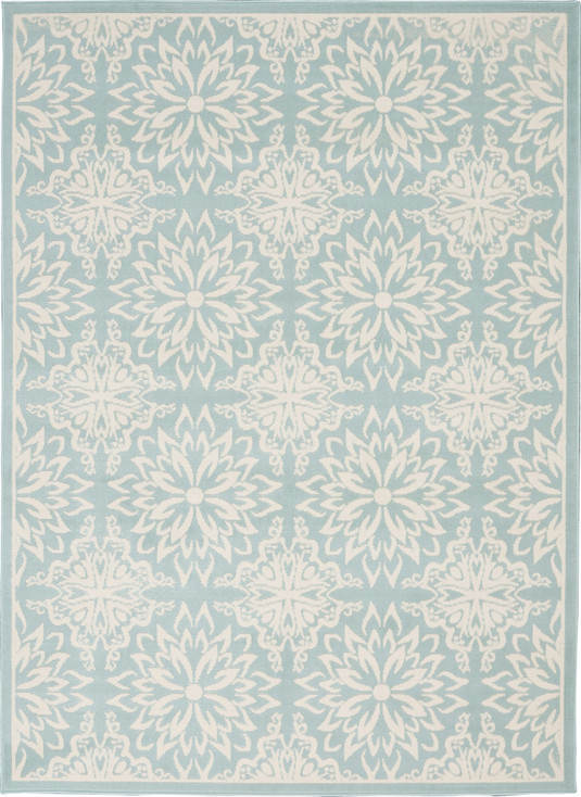 6' x 9' Aqua Floral Power Loom Area Rug