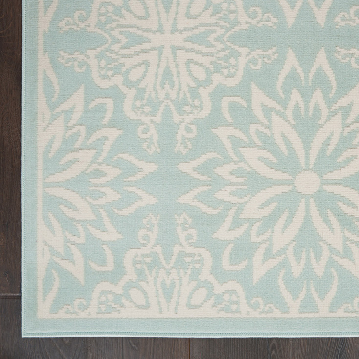 6' x 9' Aqua Floral Power Loom Area Rug