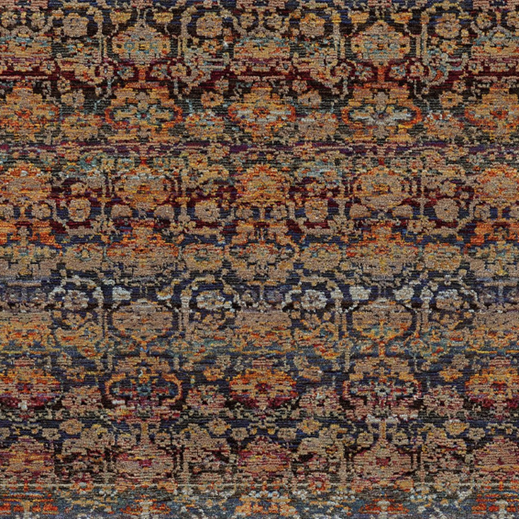 6' x 9' Multi and Blue Abstract Power Loom Stain Resistant Area Rug