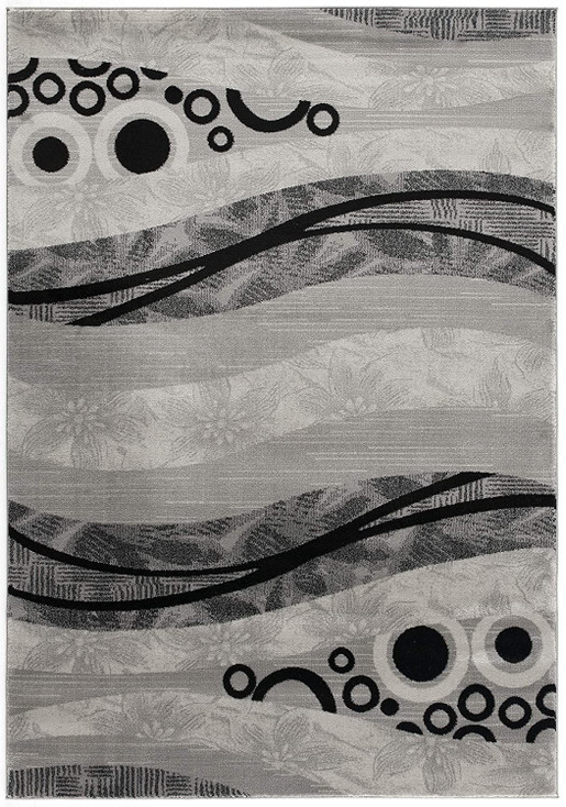 6' x 9' Gray Abstract Dhurrie Rectangle Area Rug