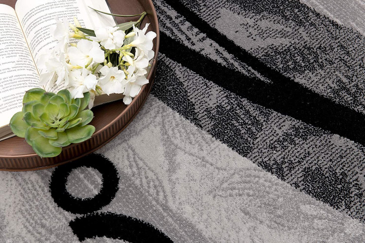 6' x 9' Gray Abstract Dhurrie Rectangle Area Rug