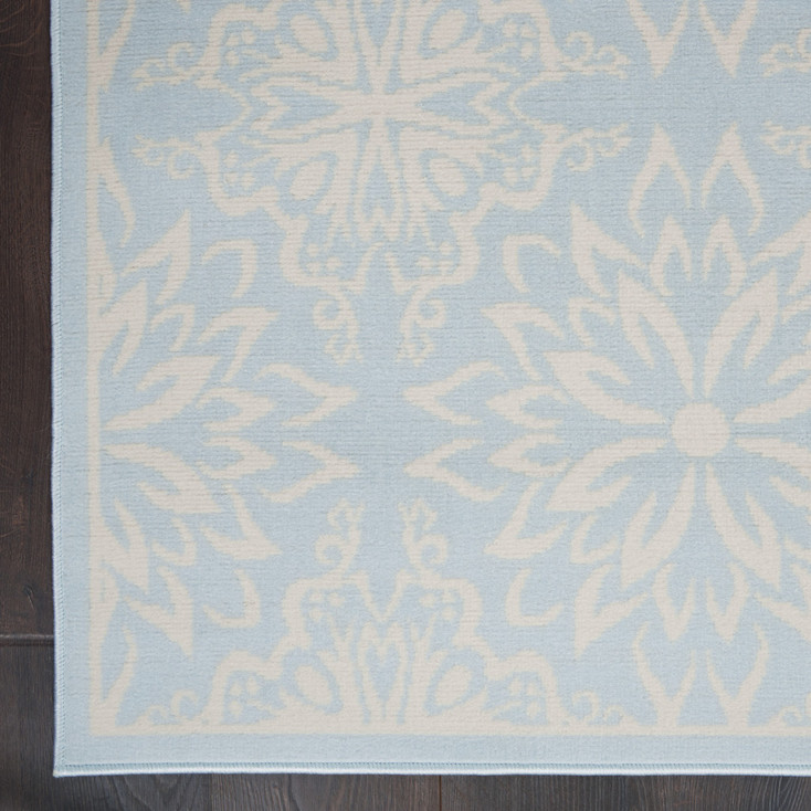 6' x 9' Light Blue Floral Power Loom Area Rug