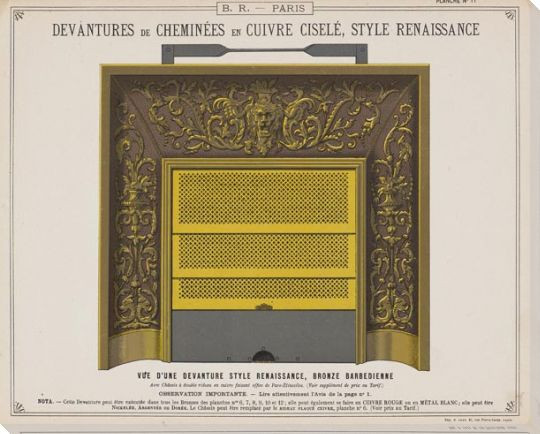 Plan Fireplace Rendering Renaissance Wrapped Canvas Giclee Art Print
