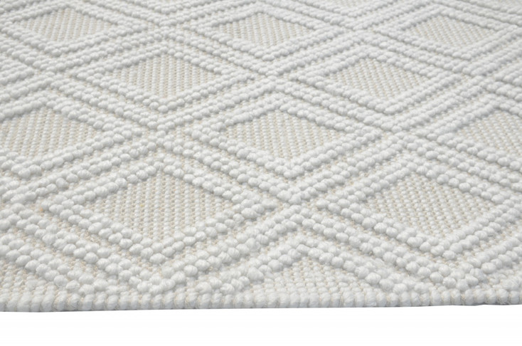 6' x 9' Off White Geometric Dhurrie Area Rug