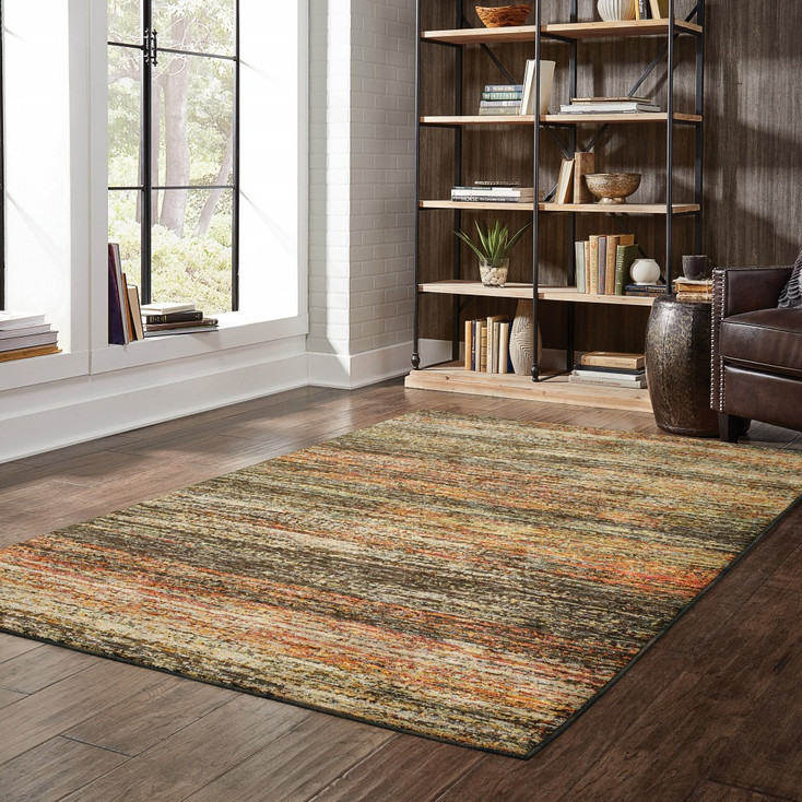 6' x 9' Gold and Slate Abstract Indoor Area Rug