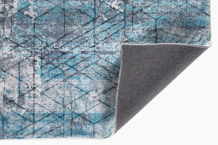6' x 9' Blue Gray Abstract Cuboid Modern Area Rug