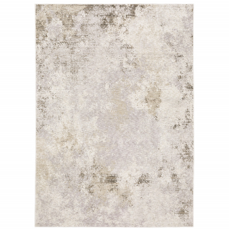 6' x 9' Beige Ivory Tan Grey and Brown Abstract Power Loom Stain Resistant Area Rug