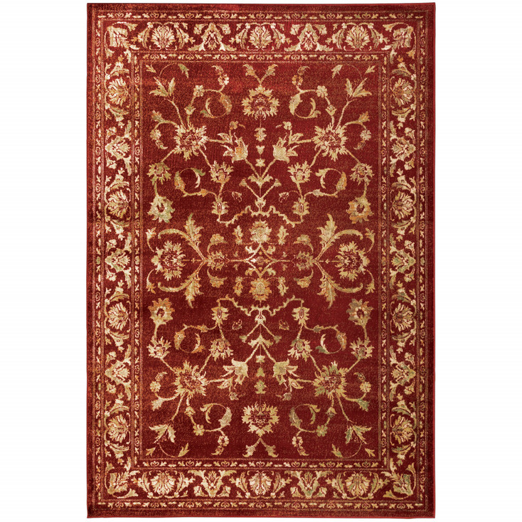 6' x 9' Red & Gold Oriental Power Loom Stain Resistant Area Rug