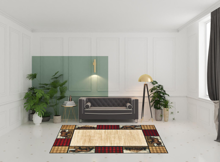 6' x 9' Ivory Southwestern Power Loom Stain Resistant Area Rug
