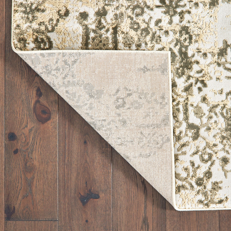 6' x 9' Grey & Gold Abstract Power Loom Polypropylene Area Rug
