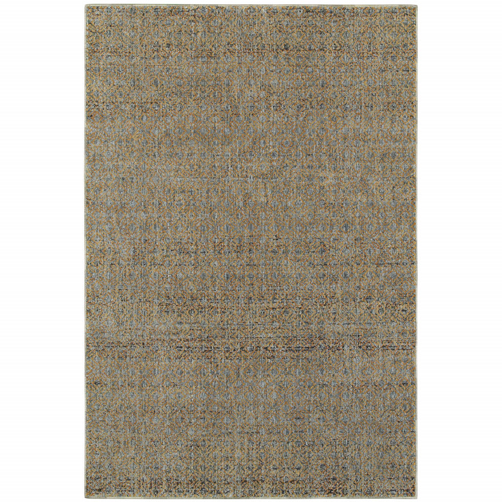 6' x 9' Silver Gold Rust and Blue Green Geometric Power Loom Stain Resistant Area Rug