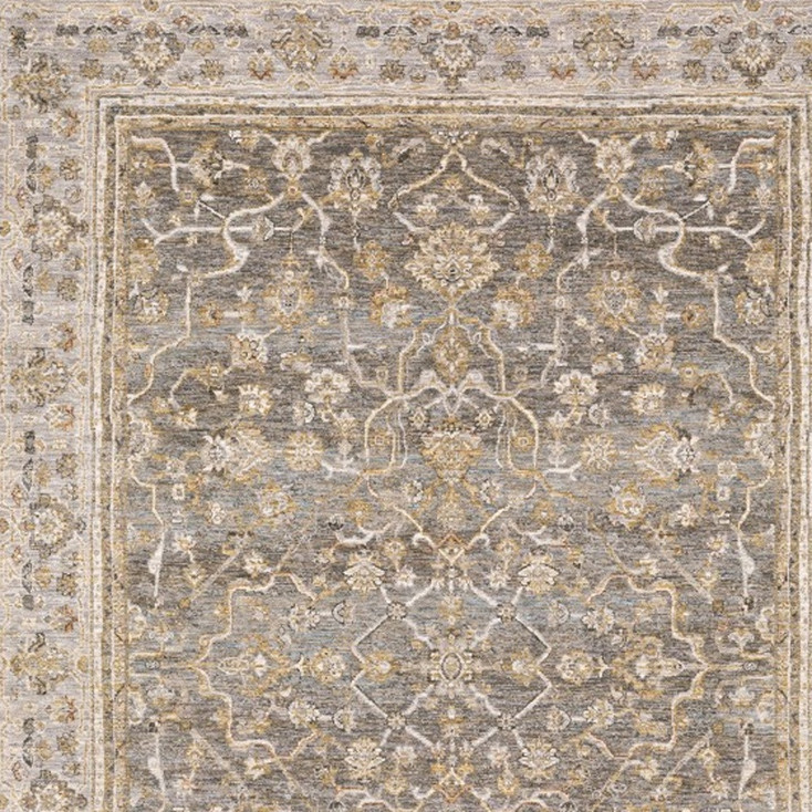 6' x 9' Beige Grey Machine Woven Oriental Indoor Area Rug