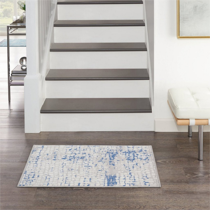 6' x 9' Blue Gray Abstract Dhurrie Area Rug