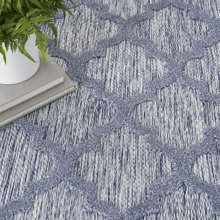 6' x 9' Blue Geometric Flat Weave Area Rug