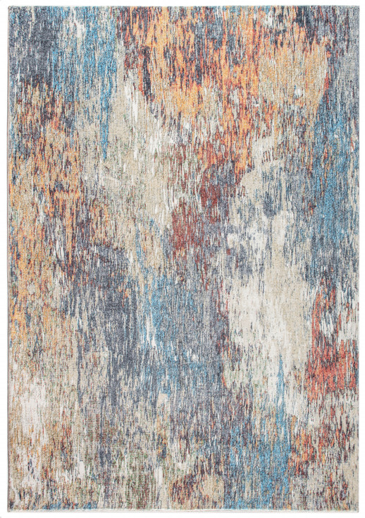 6' x 9' Blue and Beige Abstract Dhurrie Area Rug