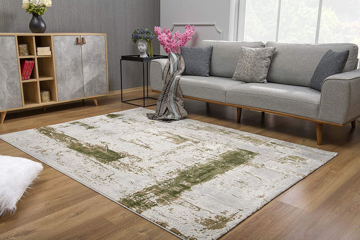 6' x 9' Green Abstract Dhurrie Area Rug