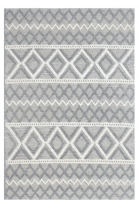 6' x 9' Gray Geometric Dhurrie Area Rug